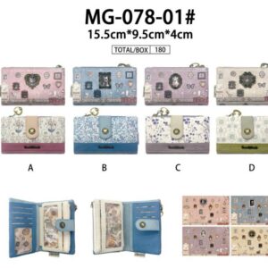 Cartera Sintética Cats de Mujer con Espacio para Tarjetas, Caja y Bolsillo con Cremallera-All- Mayorista España