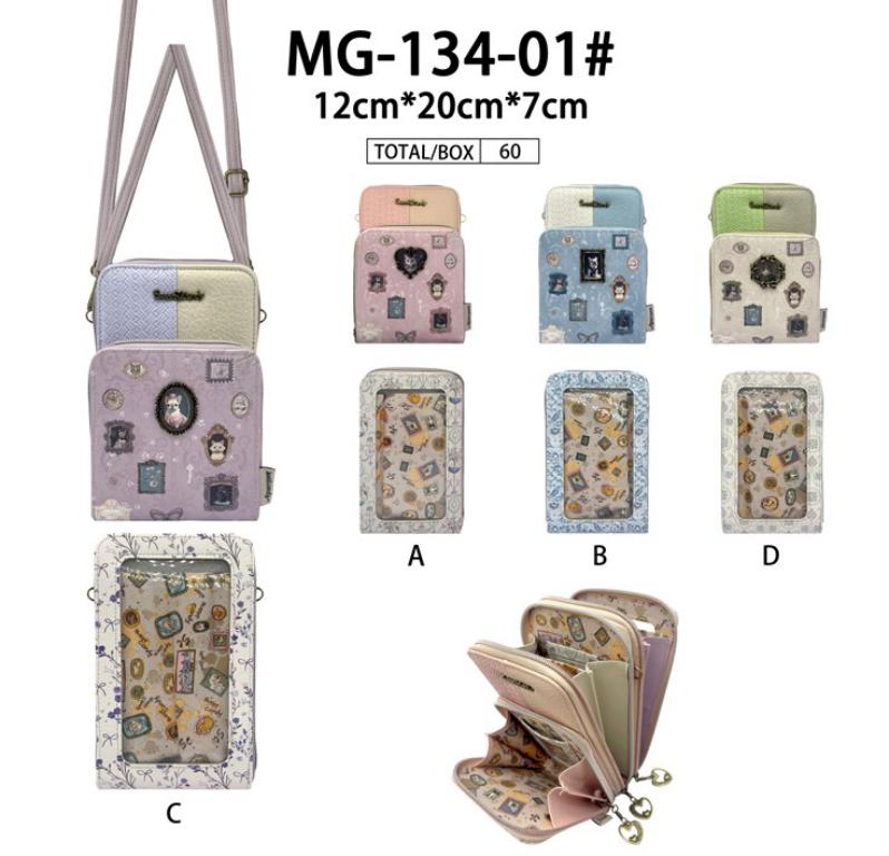 Bolso Portamovil Sintético Cats de Mujer con 3 Cremalleras y Bolsillo Trasero Transparente-All- Mayorista España
