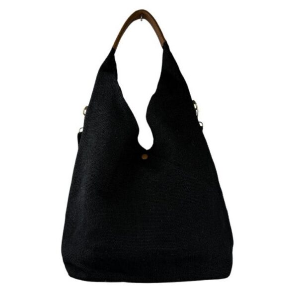 Bolso de Hombro en Lino Lavado con Asa de Color, Botón y Gran Capacidad para Mujer - Imagen 9