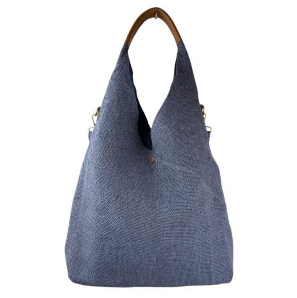 Bolso de Hombro en Lino Lavado con Asa de Color, Botón y Gran Capacidad para Mujer - Imagen 5