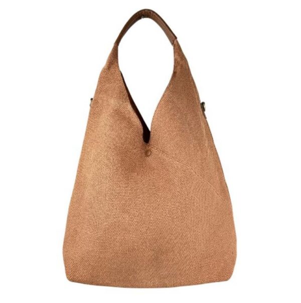 Bolso de Hombro en Lino Lavado con Asa de Color, Botón y Gran Capacidad para Mujer - Imagen 11