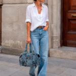 Bolso Casual de Mujer en Tela Vaquera de Algodón con Bandolera y Múltiples Bolsillos
