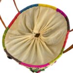 Cesta Capazo Artesanal Premium Mujer de Rafia con Asas de Piel y Diseño Flores Multicolor - Imagen 8