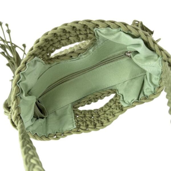 Bolso de Mano en Algodón Estilo Ganchillo con Flecos Laterales Decorativos para Mujer - Imagen 6