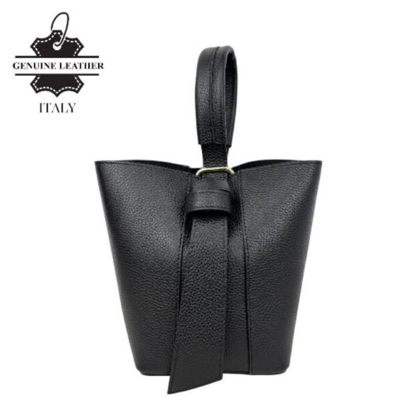 Bolso Tipo Cubo de Piel Italiana con Lazo Decorativo y Bolso Interior para Mujer - Imagen 5