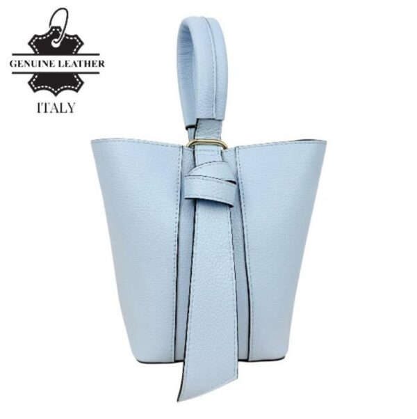 Bolso Tipo Cubo de Piel Italiana con Lazo Decorativo y Bolso Interior para Mujer - Imagen 6