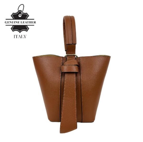 Bolso Tipo Cubo de Piel Italiana con Lazo Decorativo y Bolso Interior para Mujer - Imagen 3