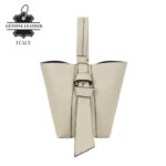 Bolso Tipo Cubo de Piel Italiana con Lazo Decorativo y Bolso Interior para Mujer - Imagen 8