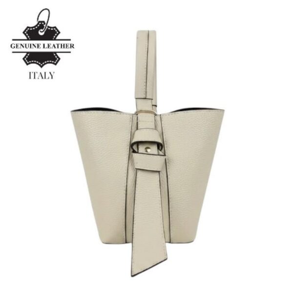 Bolso Tipo Cubo de Piel Italiana con Lazo Decorativo y Bolso Interior para Mujer - Imagen 8