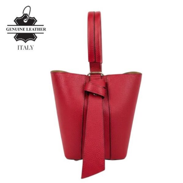 Bolso Tipo Cubo de Piel Italiana con Lazo Decorativo y Bolso Interior para Mujer - Imagen 11