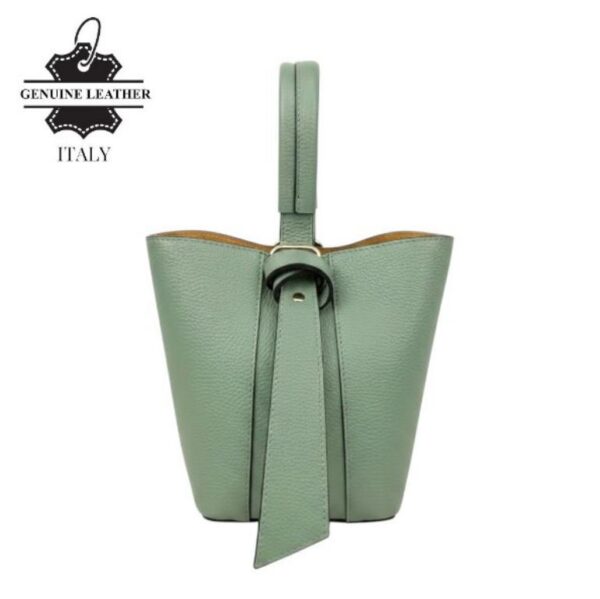 Bolso Tipo Cubo de Piel Italiana con Lazo Decorativo y Bolso Interior para Mujer - Imagen 13
