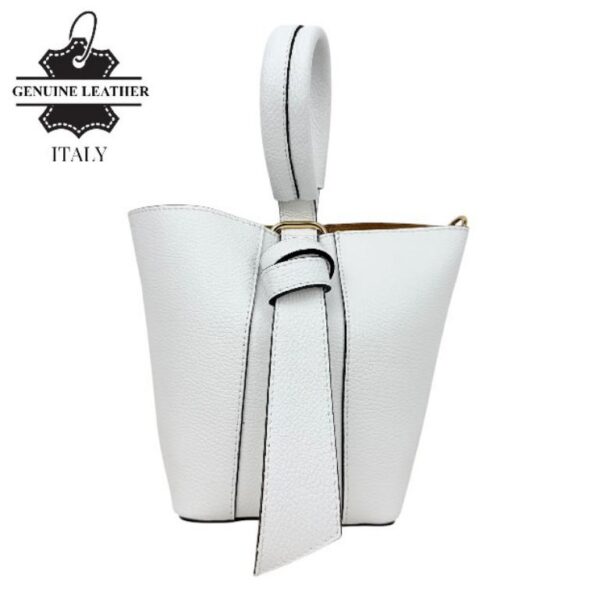 Bolso Tipo Cubo de Piel Italiana con Lazo Decorativo y Bolso Interior para Mujer - Imagen 14