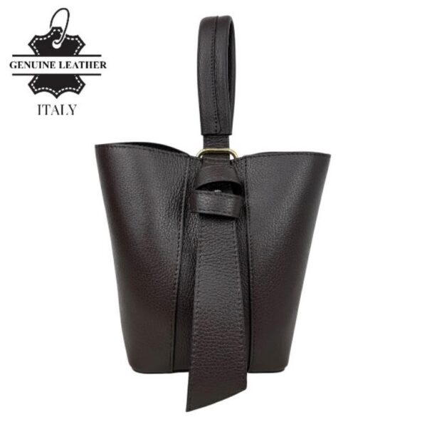 Bolso Tipo Cubo de Piel Italiana con Lazo Decorativo y Bolso Interior para Mujer - Imagen 4