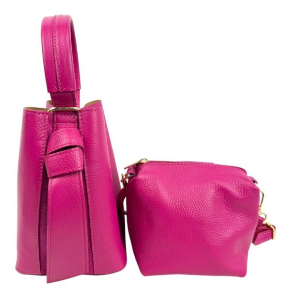 Bolso de Piel Italiana tipo Bucket para Mujer con Lazo y Bolsito interior para Mujer - Imagen 2