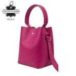 Bolso de Piel Italiana tipo Bucket para Mujer con Lazo y Bolsito interior para Mujer - Imagen 14