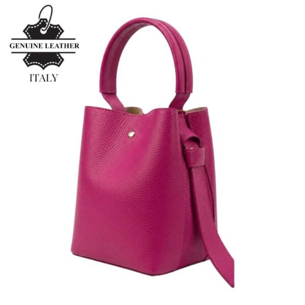 Bolso de Piel Italiana tipo Bucket para Mujer con Lazo y Bolsito interior para Mujer - Imagen 14