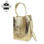 Bolso de Piel Italiana tipo Bucket para Mujer con Lazo y Bolsito interior para Mujer - Imagen 6
