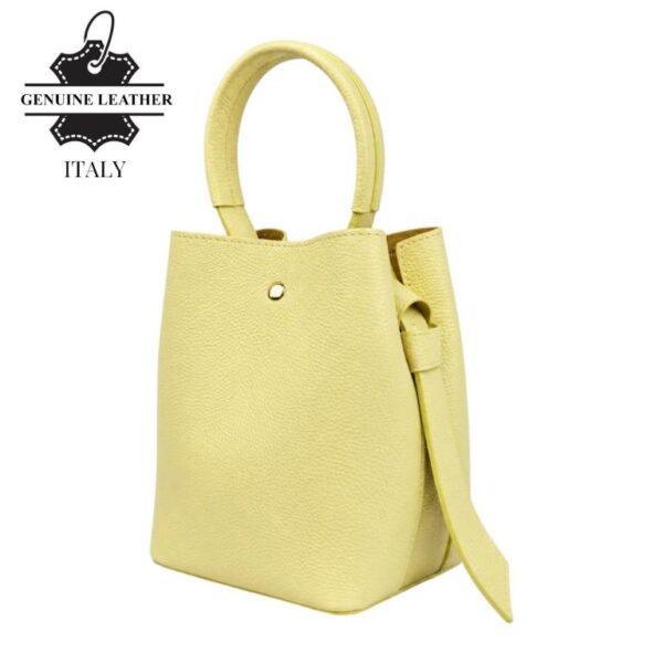 Bolso de Piel Italiana tipo Bucket para Mujer con Lazo y Bolsito interior para Mujer - Imagen 7