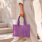 Bolso Shopper Piel de Serraje para Mujer con Bolsitos Interiores y Cremallera