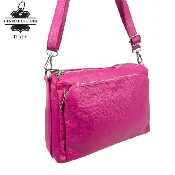 Bolso Bandolera de Piel Italiana con Gran Calidad y 4 Bolsillos con Cremallera para Mujer - Imagen 3