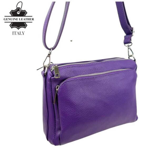Bolso Bandolera de Piel Italiana con Gran Calidad y 4 Bolsillos con Cremallera para Mujer - Imagen 7