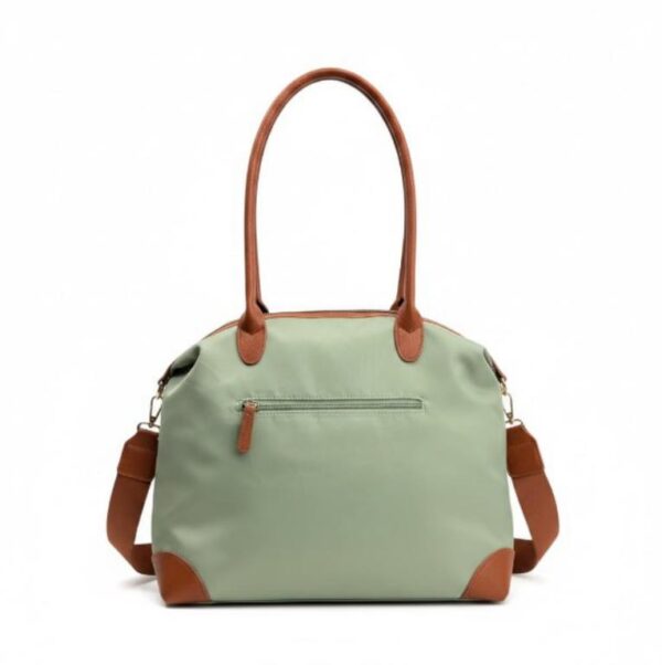 Amplio Bolso de Hombro Bicolor en Tela Nylon con Bolsillo Trasero y Cremallera para Mujer - Imagen 3