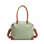 Amplio Bolso de Hombro Bicolor en Tela Nylon con Bolsillo Trasero y Cremallera para Mujer