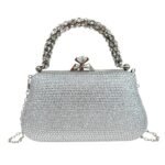 Bolso de Fiesta Mujer con Efecto Brillante, Lentejuelas y Cierre de Click con Diamante