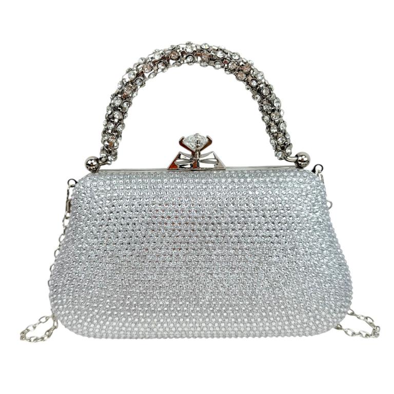 CG775-Frontal Bolso de Fiesta Mujer con Efecto Brillante, Lentejuelas y Cierre de Click con Diamante - Imagen 1
