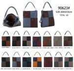 Amplio Bolso de Mano Sintético con Diseño de Cuadrados y Bolsillo Trasero Vertical para Mujer - Imagen 2