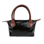 Bolso de Mano Sintético tipo Charol con Asas Cortas Marrones y Cremallera para Mujer - Imagen 7