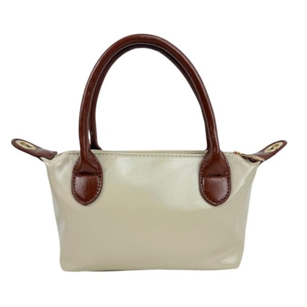 Bolso de Mano Sintético tipo Charol con Asas Cortas Marrones y Cremallera para Mujer - Imagen 9