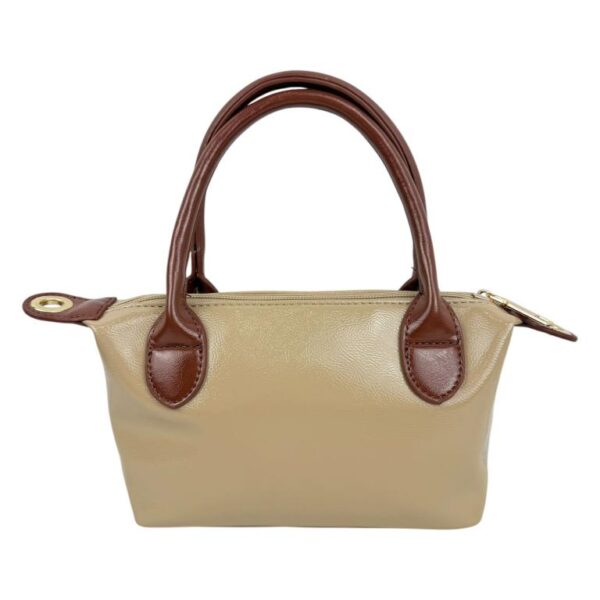 Bolso de Mano Sintético tipo Charol con Asas Cortas Marrones y Cremallera para Mujer - Imagen 6