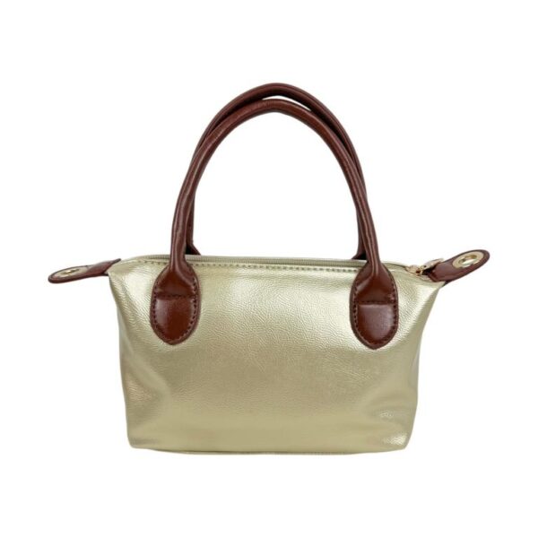 Bolso de Mano Sintético tipo Charol con Asas Cortas Marrones y Cremallera para Mujer - Imagen 4