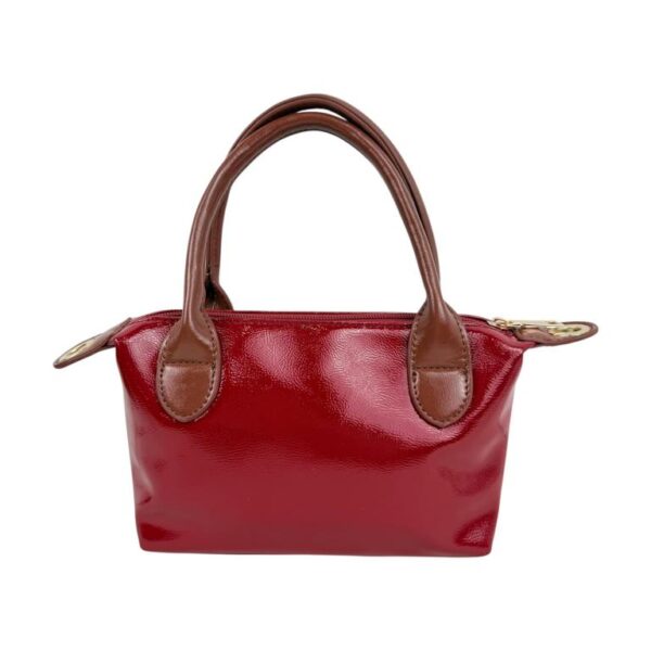 Bolso de Mano Sintético tipo Charol con Asas Cortas Marrones y Cremallera para Mujer - Imagen 8