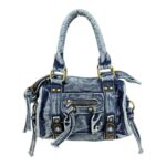 Bolso de Mano Compacto en Algodón Tela Vaquera con Bolsillo Frontal para Mujer - Imagen 4