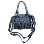 Bolso de Mano Compacto en Algodón Tela Vaquera con Bolsillo Frontal para Mujer - Imagen 6
