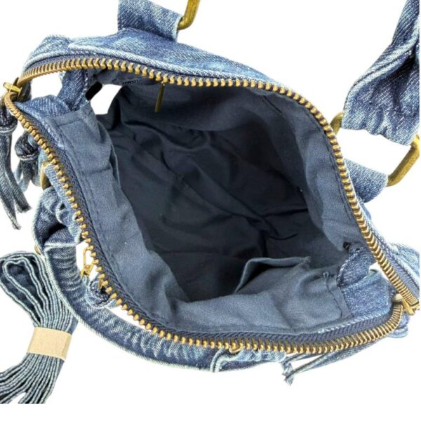 Bolso de Mano Compacto en Algodón Tela Vaquera con Bolsillo Frontal para Mujer - Imagen 9