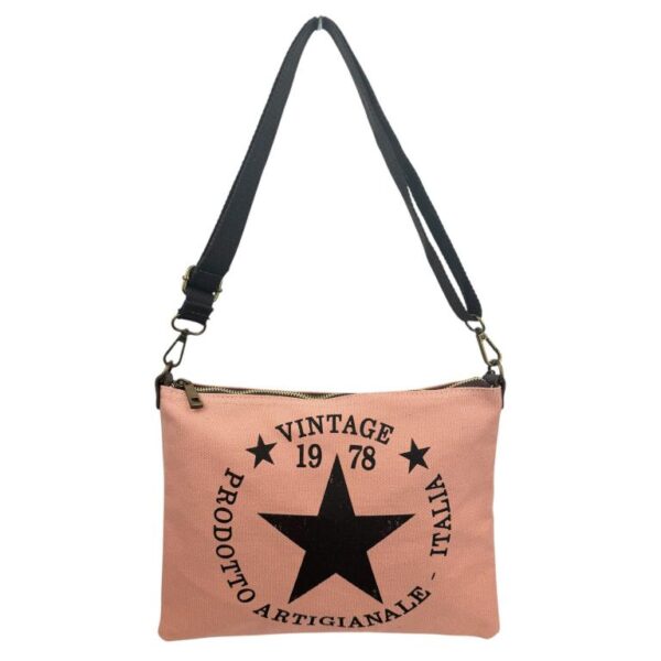 Bolso Bandolera Canvas para Mujer con Asa Corta y Tira Bandolera de Piel - Imagen 2