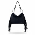 Bolso de Hombro Sintético Hobo Coveri Collection con Bolsillo Trasero y Flecos Laterales para Mujer