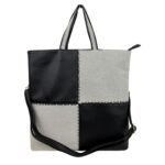 Bolso de Mano Sintético Bicolor con Diseño de Cuadrados, 2 Asas Cortas y Gran Capacidad para Mujer - Imagen 6