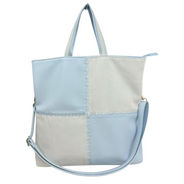 Bolso de Mano Sintético Bicolor con Diseño de Cuadrados, 2 Asas Cortas y Gran Capacidad para Mujer - Imagen 5