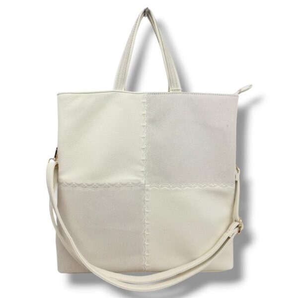 Bolso de Mano Sintético Bicolor con Diseño de Cuadrados, 2 Asas Cortas y Gran Capacidad para Mujer - Imagen 4