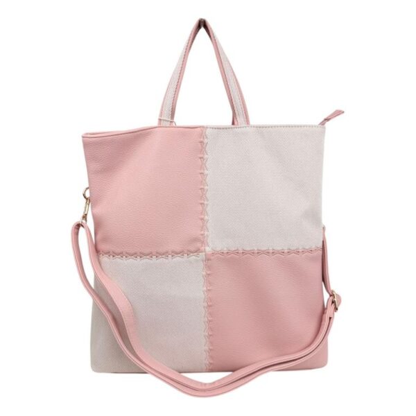 Bolso de Mano Sintético Bicolor con Diseño de Cuadrados, 2 Asas Cortas y Gran Capacidad para Mujer - Imagen 3