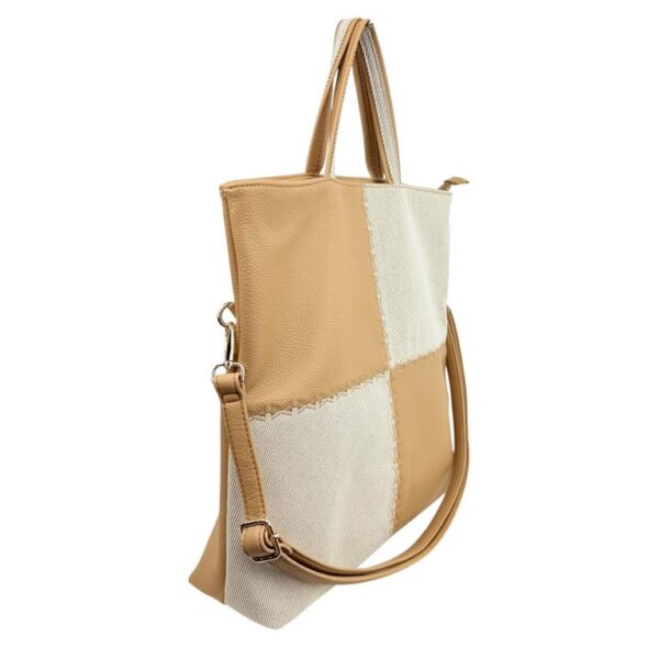 Bolso de Mano Sintético Bicolor con Diseño de Cuadrados, 2 Asas Cortas y Gran Capacidad para Mujer - Imagen 8