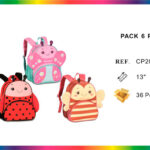 Mochila Escolar con Diseño Infantil de Bichos, Alegres Colores y Bonito Estilo