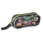 Estuche Escolar Sintético de Calidad con Diseño T-Rex y Asa de Mano