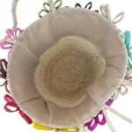 Cesta Capazo Artesanal de Rafia con Flores Decorativas y Asas Largas para Mujer - Imagen 3