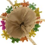 Cesta Capazo Artesanal de Rafia con Flores Decorativas y Asas Largas para Mujer - Imagen 4