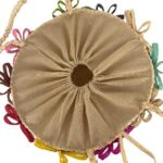 Cesta Capazo Artesanal de Rafia con Flores Decorativas y Asas Largas para Mujer - Imagen 2